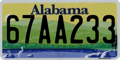 AL license plate 67AA233