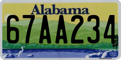 AL license plate 67AA234
