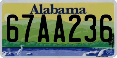 AL license plate 67AA236