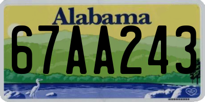 AL license plate 67AA243