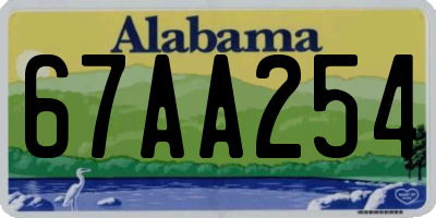 AL license plate 67AA254