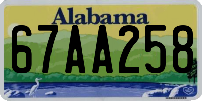 AL license plate 67AA258