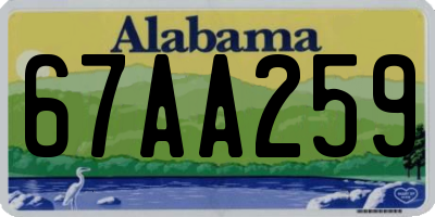 AL license plate 67AA259