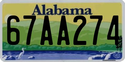 AL license plate 67AA274