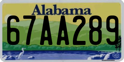 AL license plate 67AA289