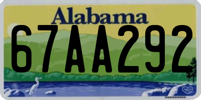 AL license plate 67AA292