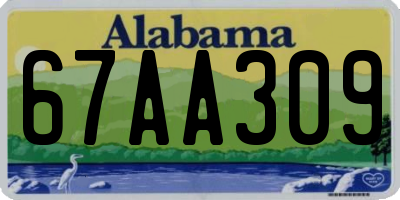 AL license plate 67AA309