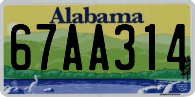 AL license plate 67AA314
