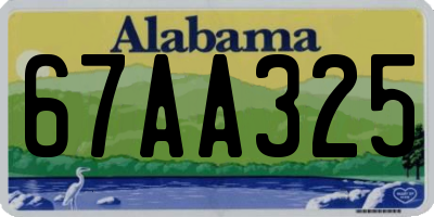 AL license plate 67AA325