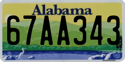 AL license plate 67AA343