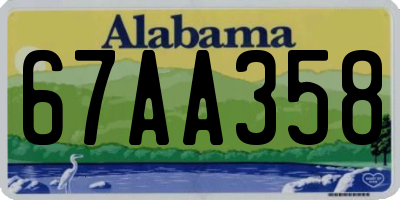 AL license plate 67AA358