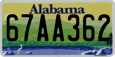 AL license plate 67AA362