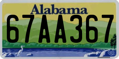 AL license plate 67AA367