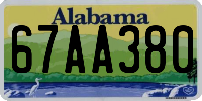 AL license plate 67AA380