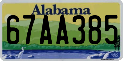 AL license plate 67AA385