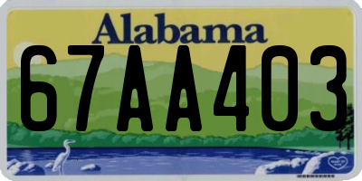 AL license plate 67AA403