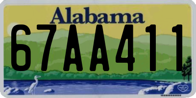 AL license plate 67AA411