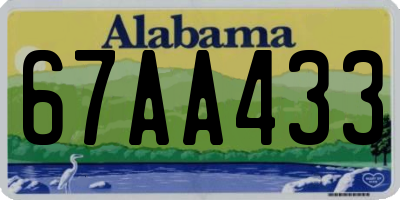 AL license plate 67AA433