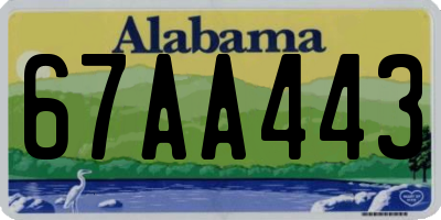 AL license plate 67AA443