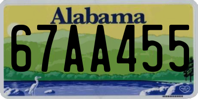 AL license plate 67AA455