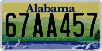 AL license plate 67AA457
