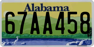 AL license plate 67AA458