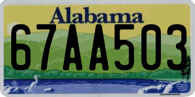 AL license plate 67AA503