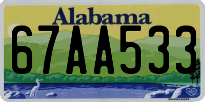 AL license plate 67AA533