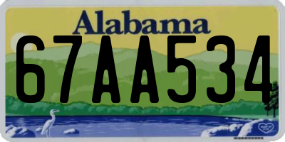 AL license plate 67AA534