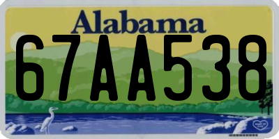 AL license plate 67AA538