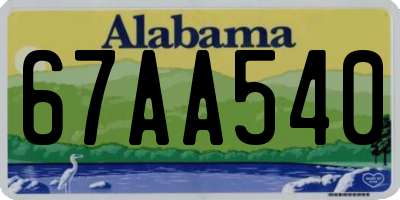 AL license plate 67AA540