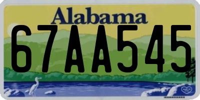 AL license plate 67AA545