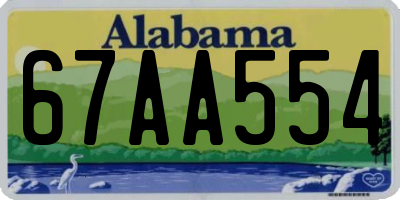 AL license plate 67AA554