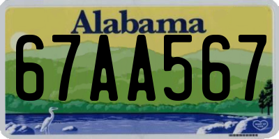 AL license plate 67AA567