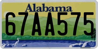 AL license plate 67AA575