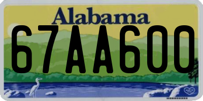 AL license plate 67AA600