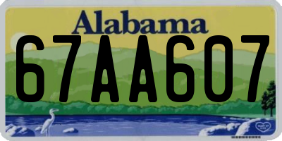 AL license plate 67AA607