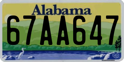 AL license plate 67AA647