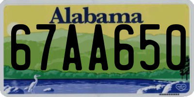 AL license plate 67AA650