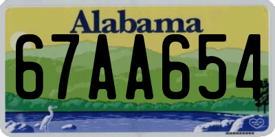 AL license plate 67AA654
