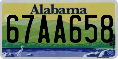 AL license plate 67AA658