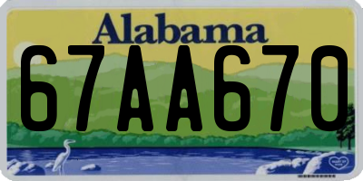 AL license plate 67AA670