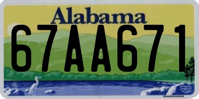 AL license plate 67AA671