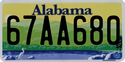 AL license plate 67AA680