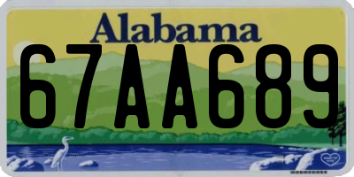 AL license plate 67AA689