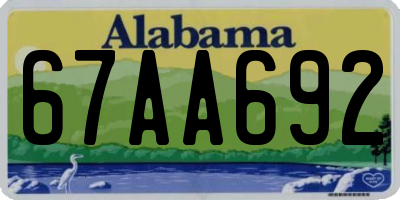 AL license plate 67AA692