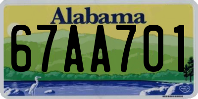 AL license plate 67AA701