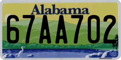 AL license plate 67AA702