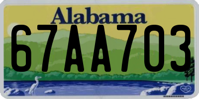AL license plate 67AA703