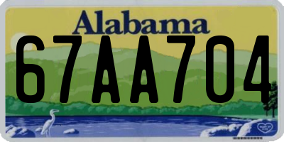 AL license plate 67AA704
